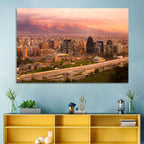 Santiago Skyline at Sunset Wall Art