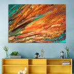 Flowing River Abstract in Orange and Teal Wall Art