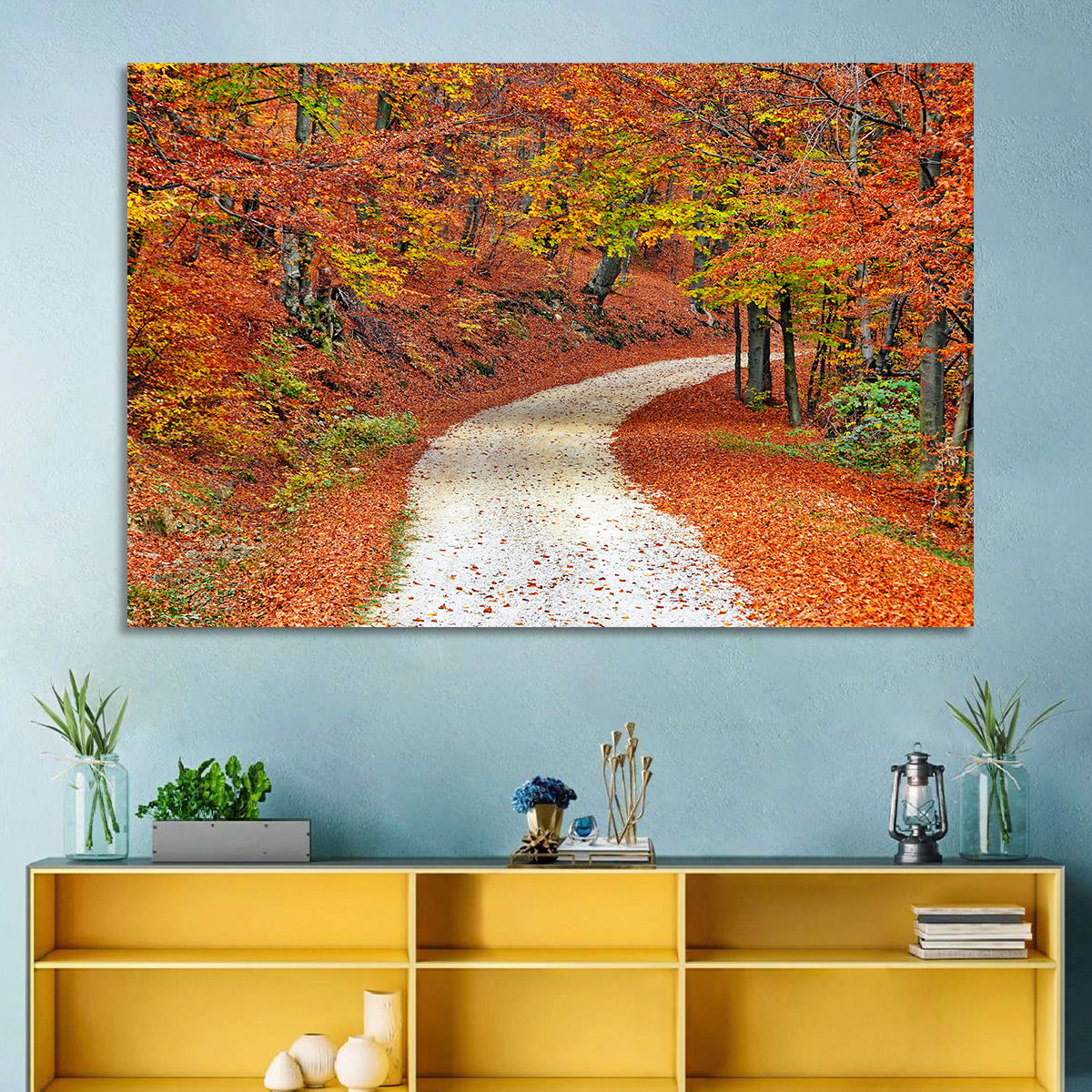 Misty Gravel Path Through Autumn Trees Wall Art