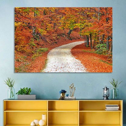 Misty Gravel Path Through Autumn Trees Wall Art