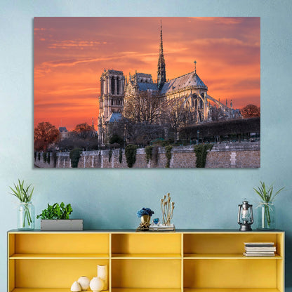 Notre-dame Cathedral at Golden Hour Wall Art