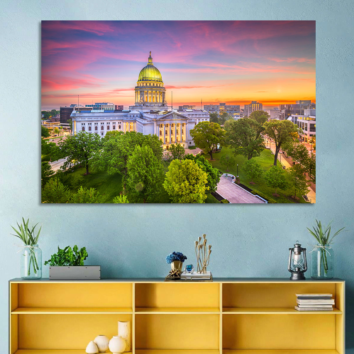 Madison State Capitol at Dusk Wall Art in a room, landscape