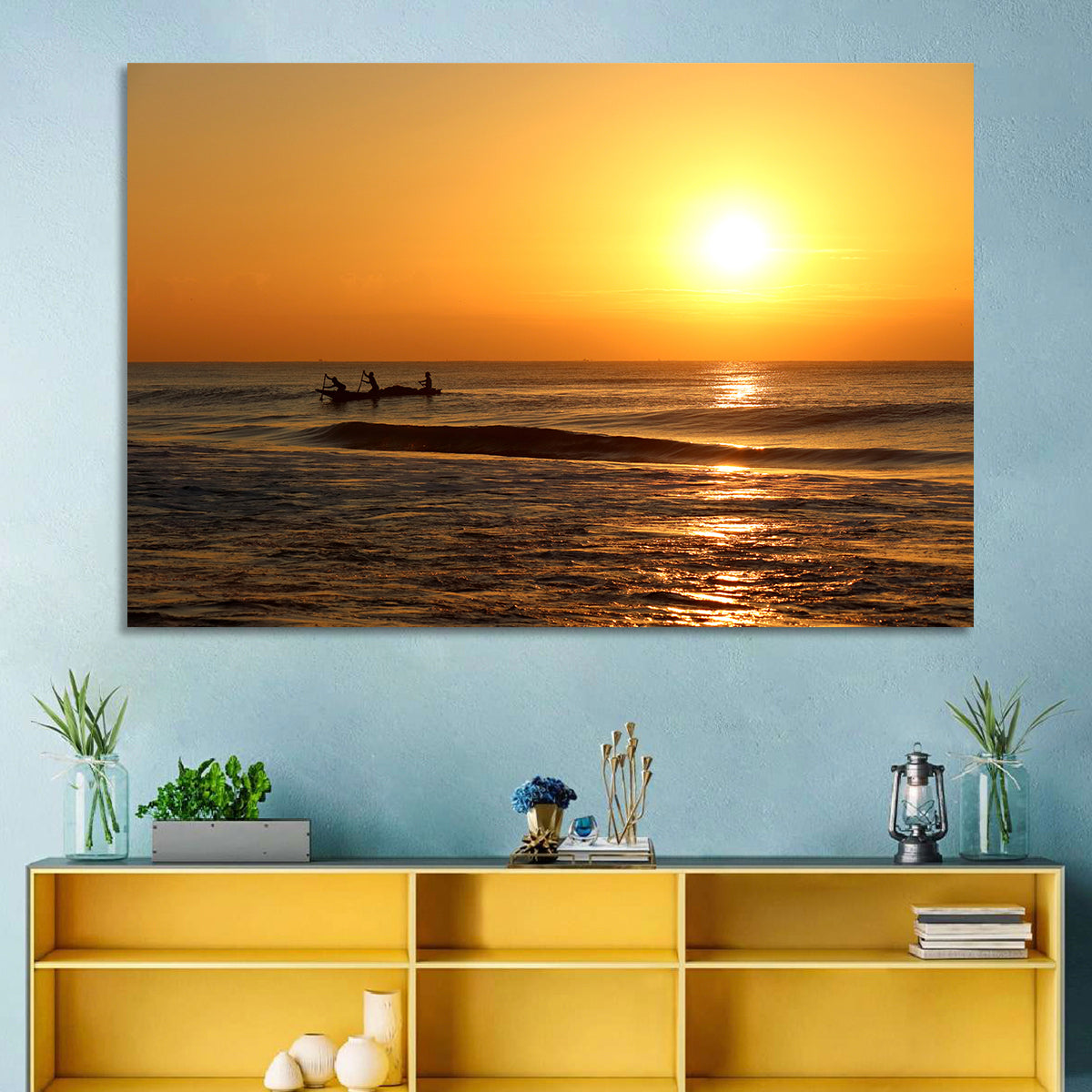 Puri Beach Sunrise Wall Art in a room, landscape