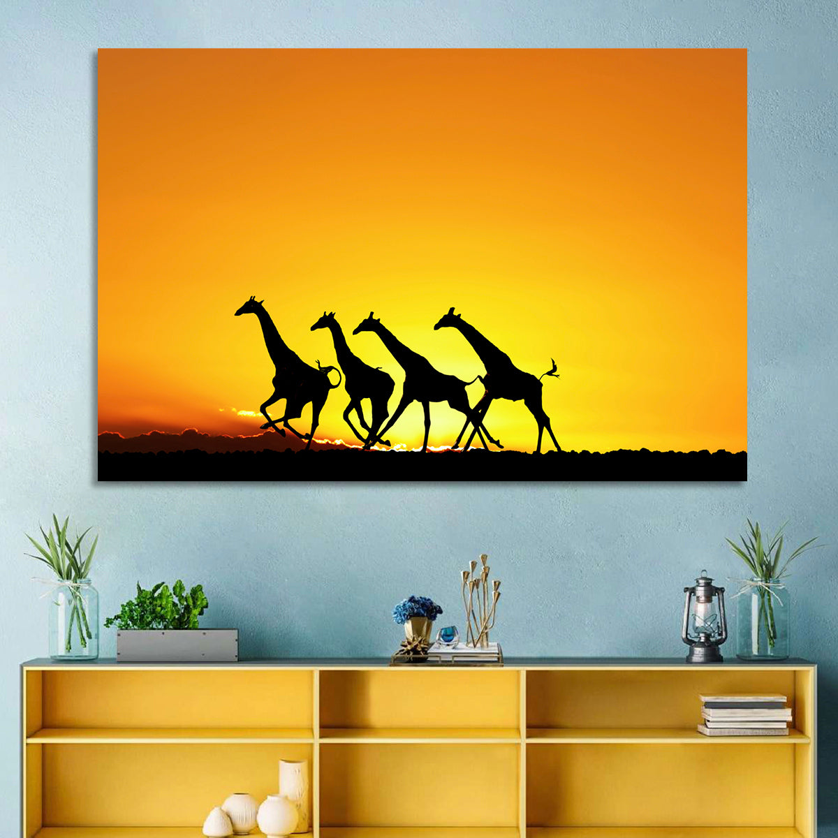 Savanna Giraffes at Sunset Wall Art