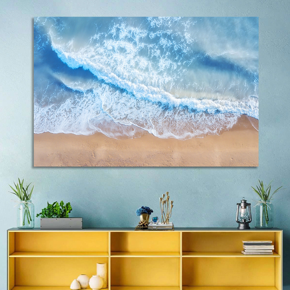 Aerial Turquoise Beach Waves Wall Art
