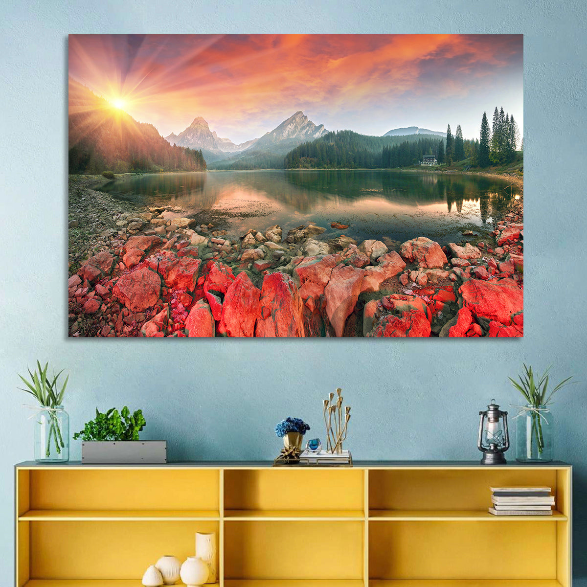 Obersee Sunrise Over Red Rocks Wall Art