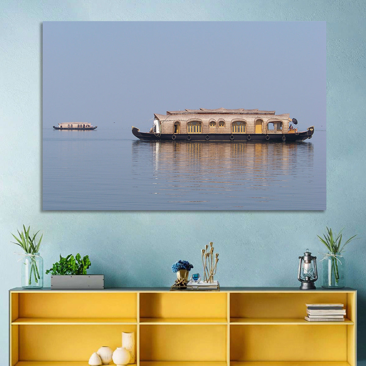 Thatched Houseboat on Vembanad Lake Wall Art