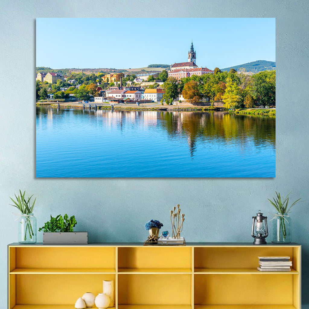 Roudnice Castle Riverbank Reflections Wall Art