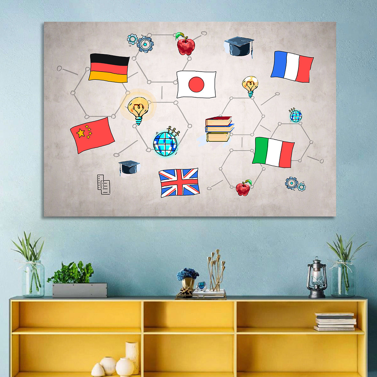 Global Flags Network Wall Art