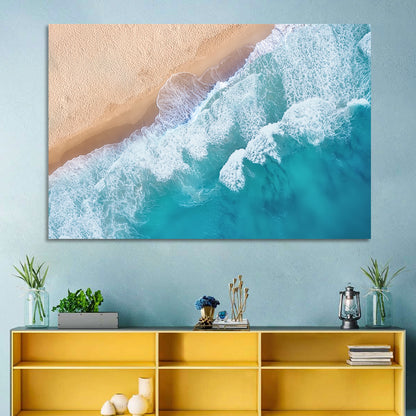 Aerial Turquoise Beach Waves Wall Art