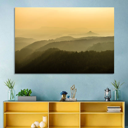 Misty Golden Ridge Landscape Wall Art