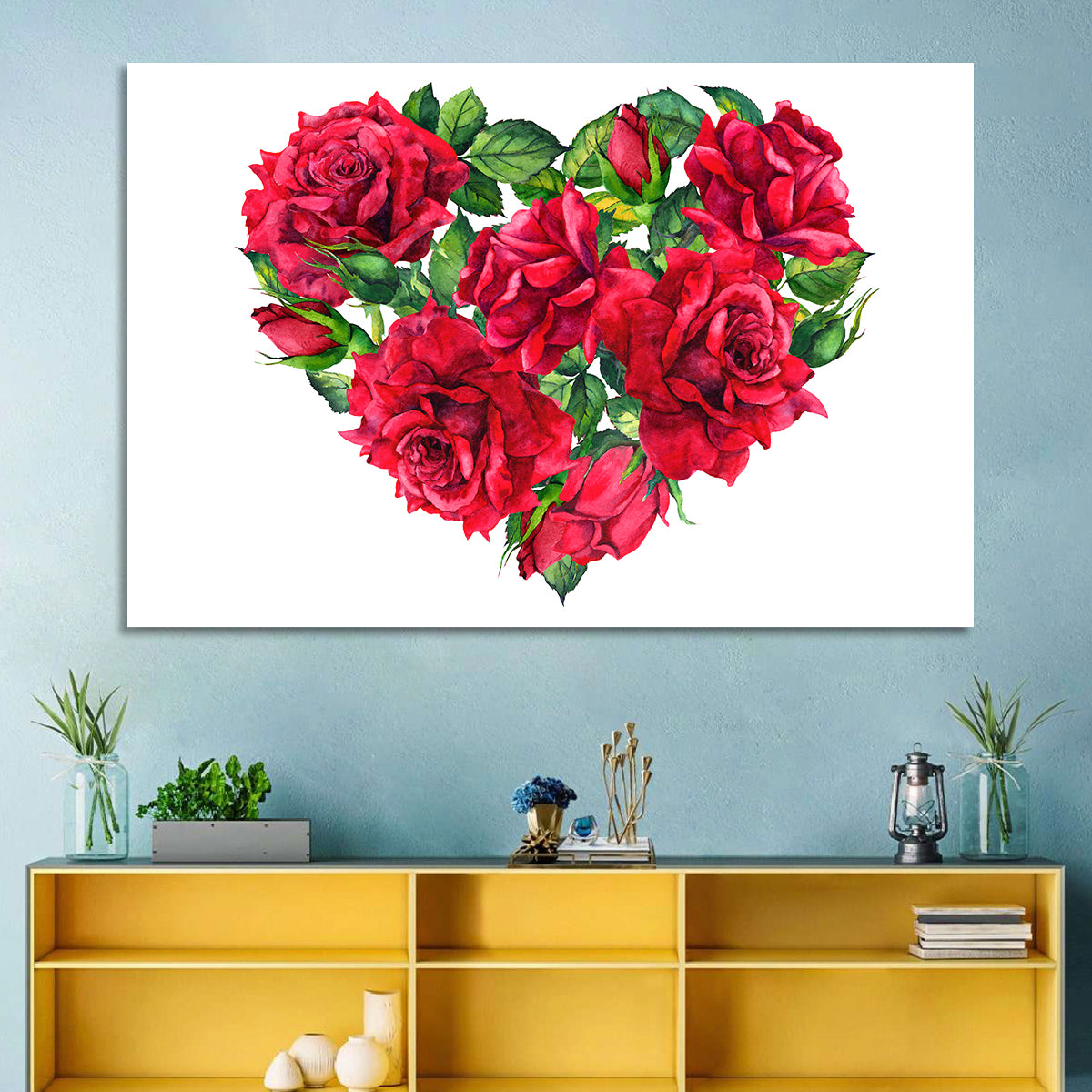 Watercolor Rose Heart Wall Art