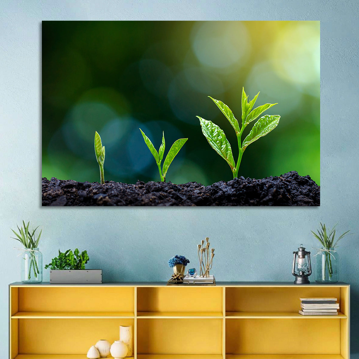 Seedling Growth Stages Wall Art in a room, landscape