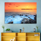 Dubrovnik Sunset Over Rocky Shore Wall Art