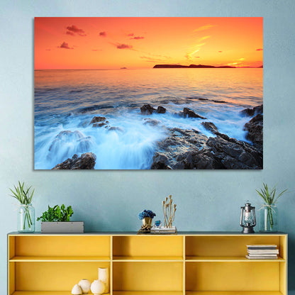 Dubrovnik Sunset Over Rocky Shore Wall Art