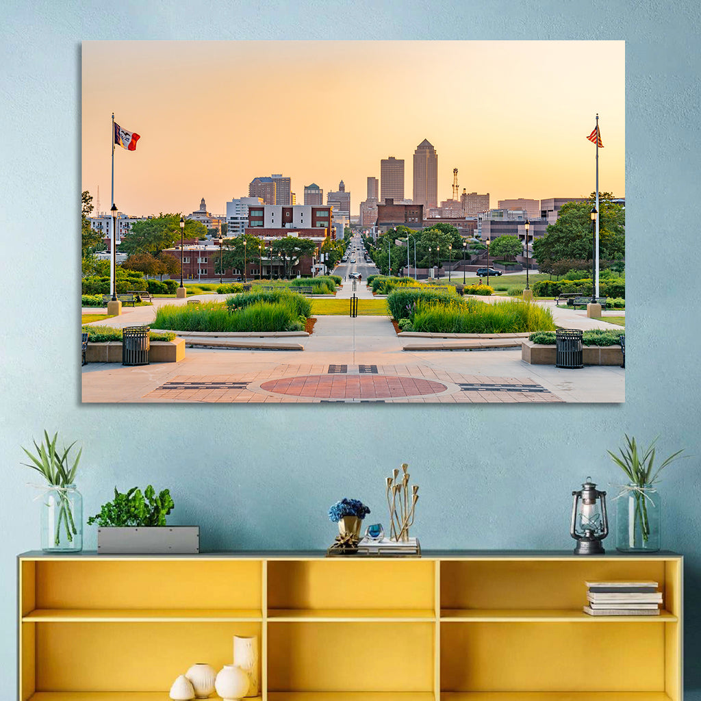Des Moines Golden Hour Skyline Wall Art