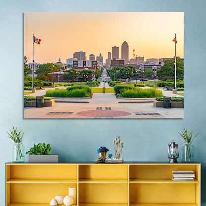Des Moines Golden Hour Skyline Wall Art