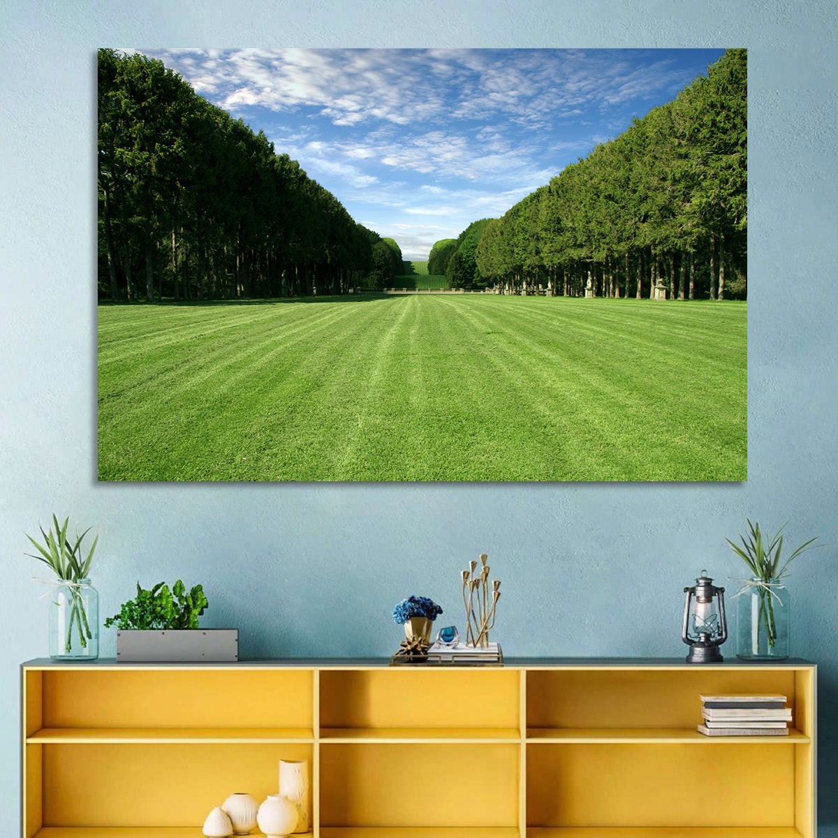 Tree-lined Manicured Lawn Wall Art in a room, landscape