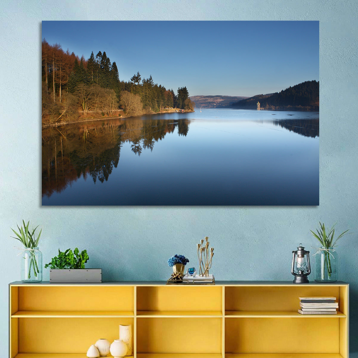Lake Vyrnwy Golden Hour Reflection Wall Art