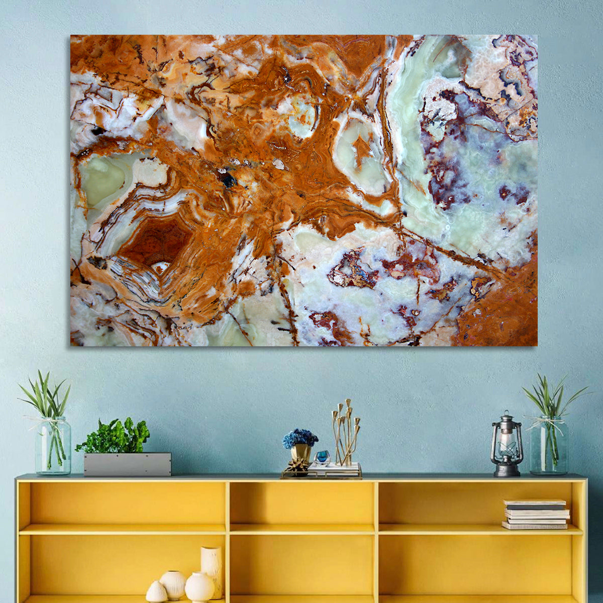 Onyx Texture Abstract Wall Art in a room, landscape