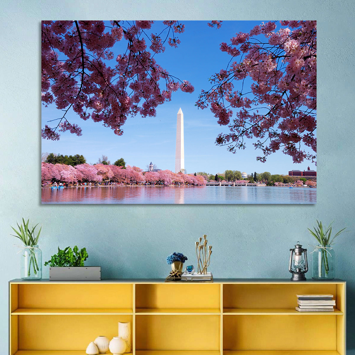Washington Monument with Cherry Blossoms Wall Art