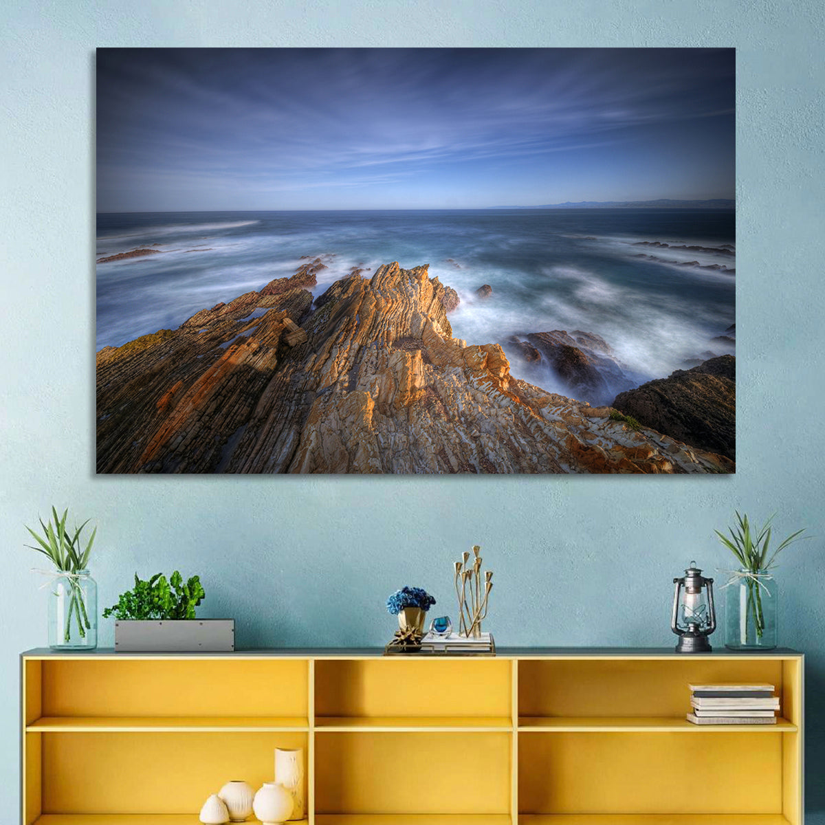 Montana De Oro Golden Coastline Wall Art in a room, landscape