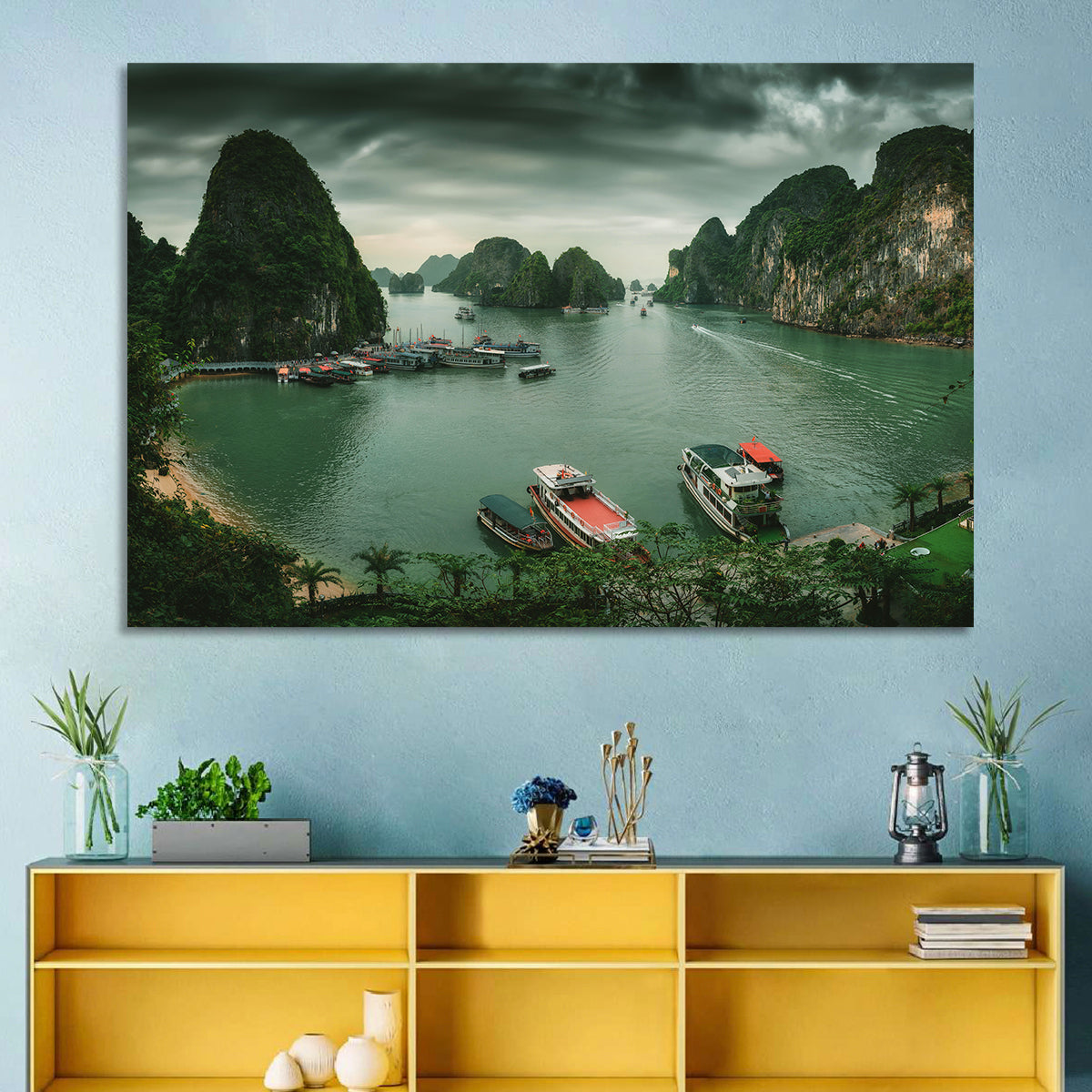 Ha Long Bay Vista Wall Art in a room, landscape