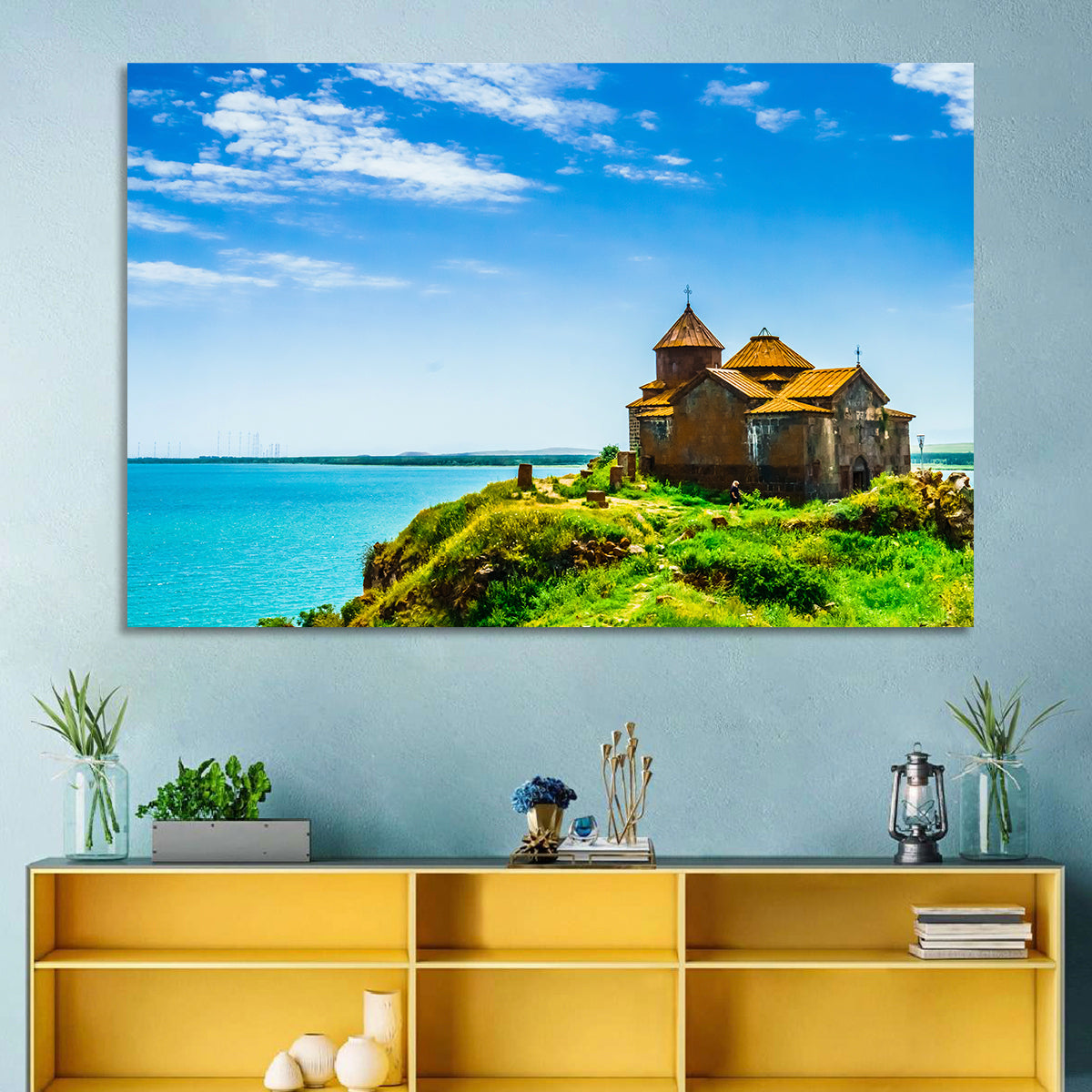 Sevanavank on Lake Sevan Wall Art in a room, landscape
