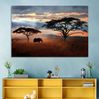 Savanna Elephant at Sunset Wall Art