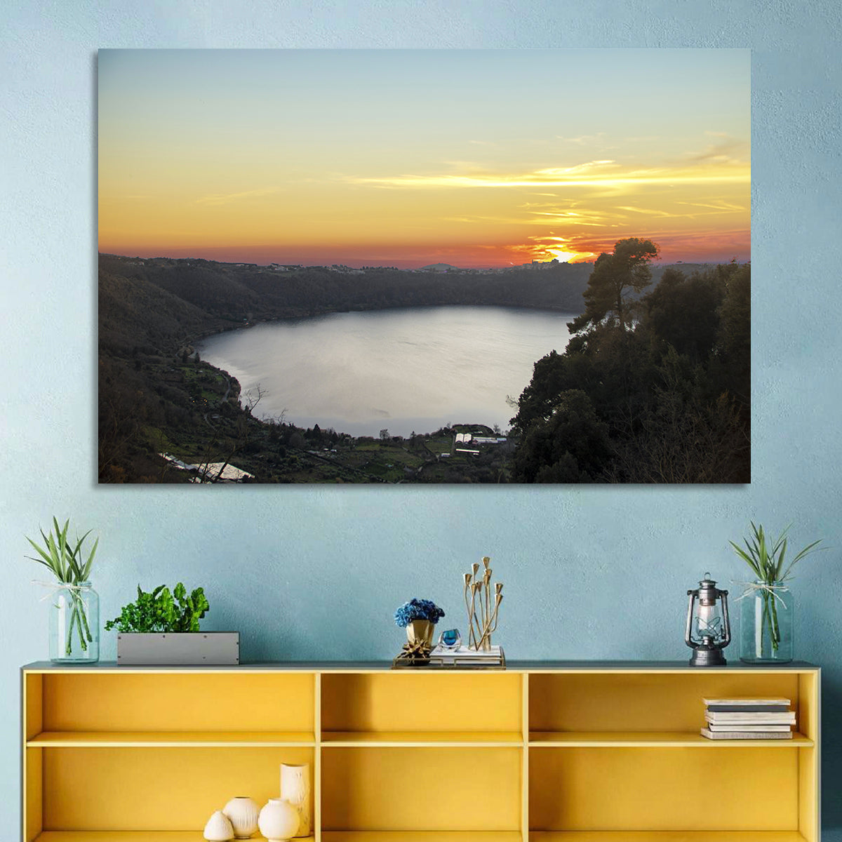 Lake Nemi Golden Sunset Wall Art