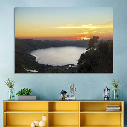 Lake Nemi Golden Sunset Wall Art