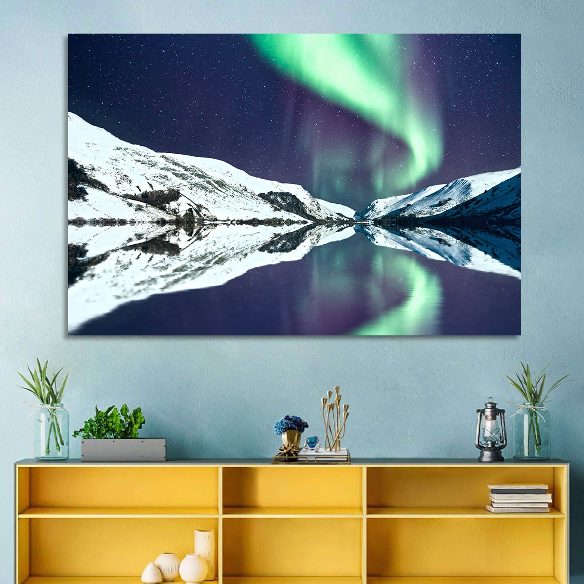 Emerald Aurora Over Mirror Lake Wall Art