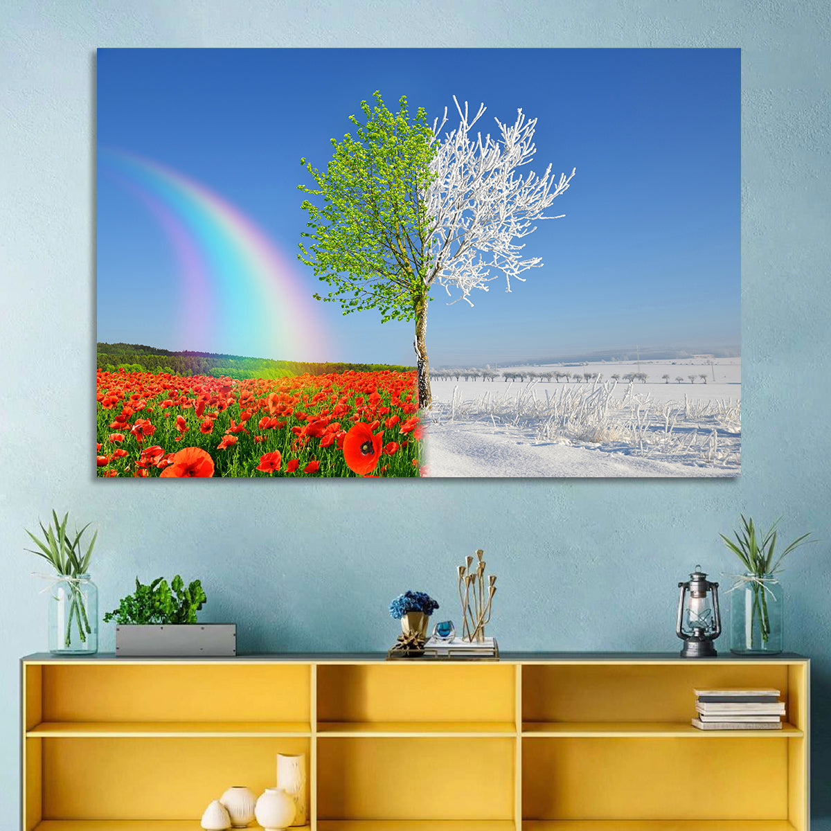 Seasonal Split Landscape Wall Art in a room, landscape