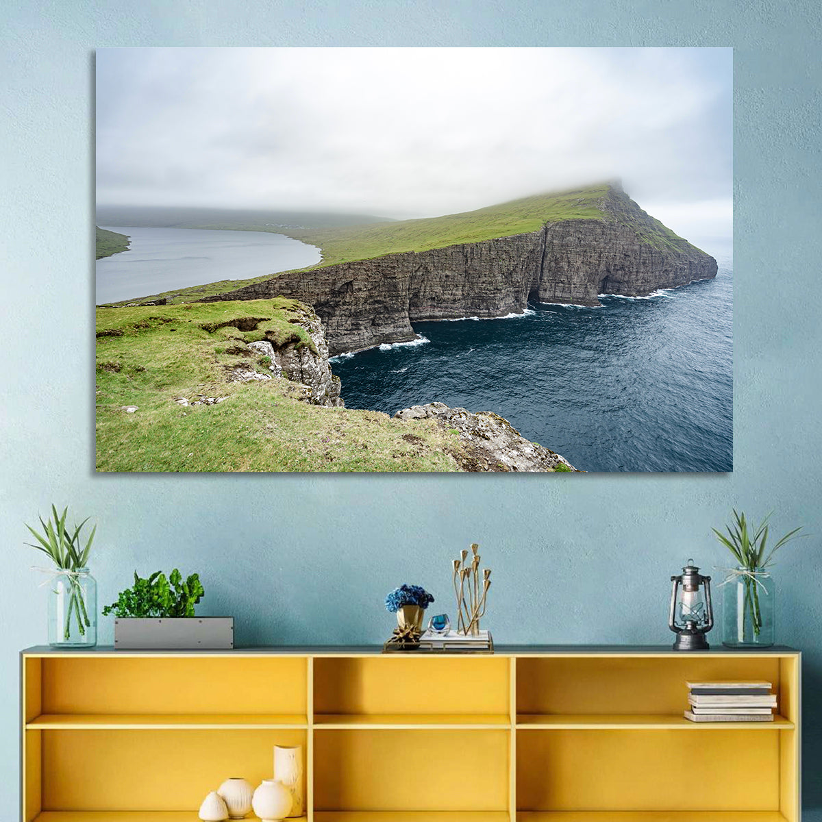 Tralanipan Cliffs Wall Art in a room, landscape