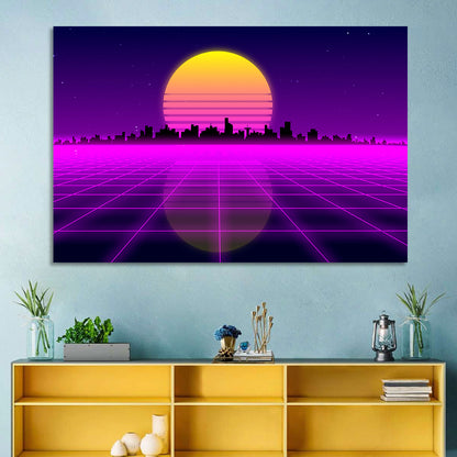 Neon Sunrise Skyline Wall Art