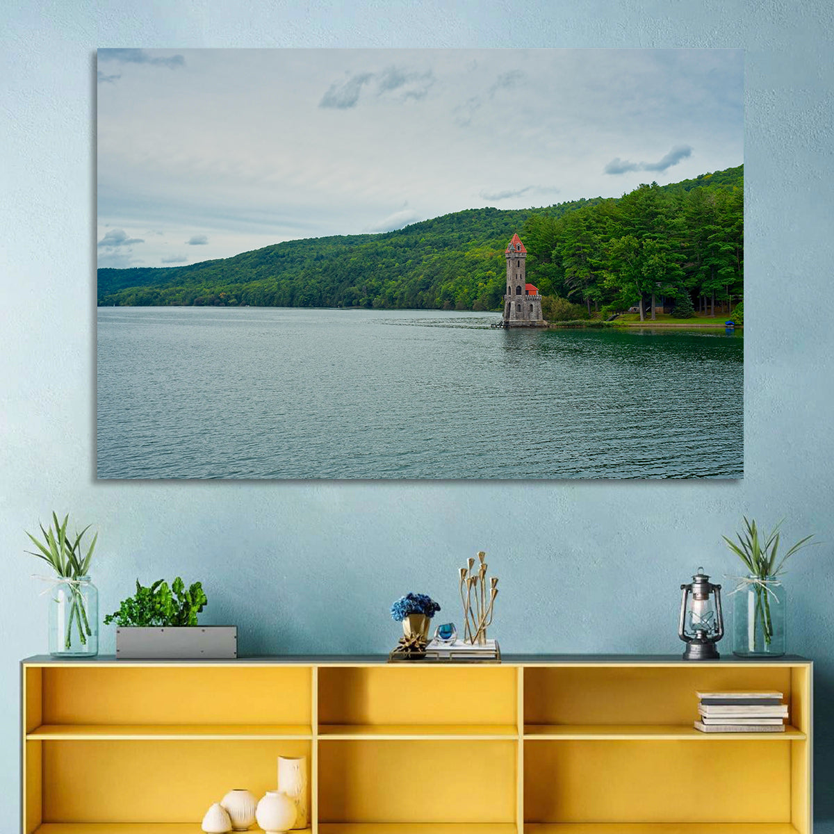 Otsego Lake View with Stone Tower Wall Art
