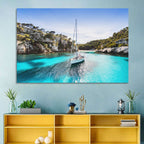 Menorca Cove Sailboat Wall Art