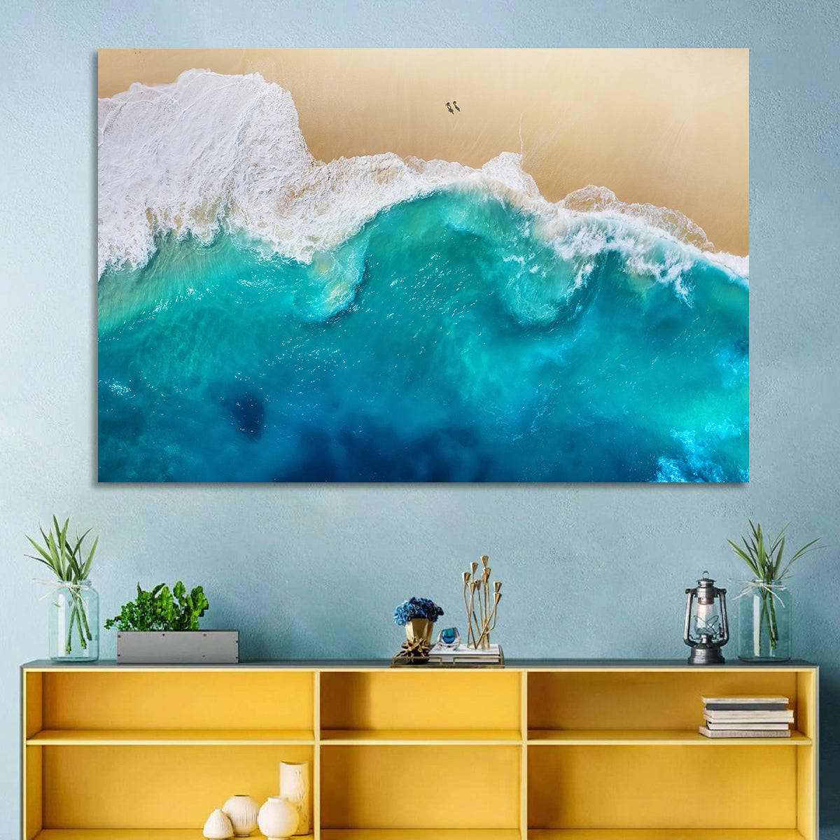 Nusa Penida Aerial Beach Wall Art in a room, landscape