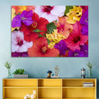 Tropical Bougainvillea and Hibiscus Bloom Wall Art