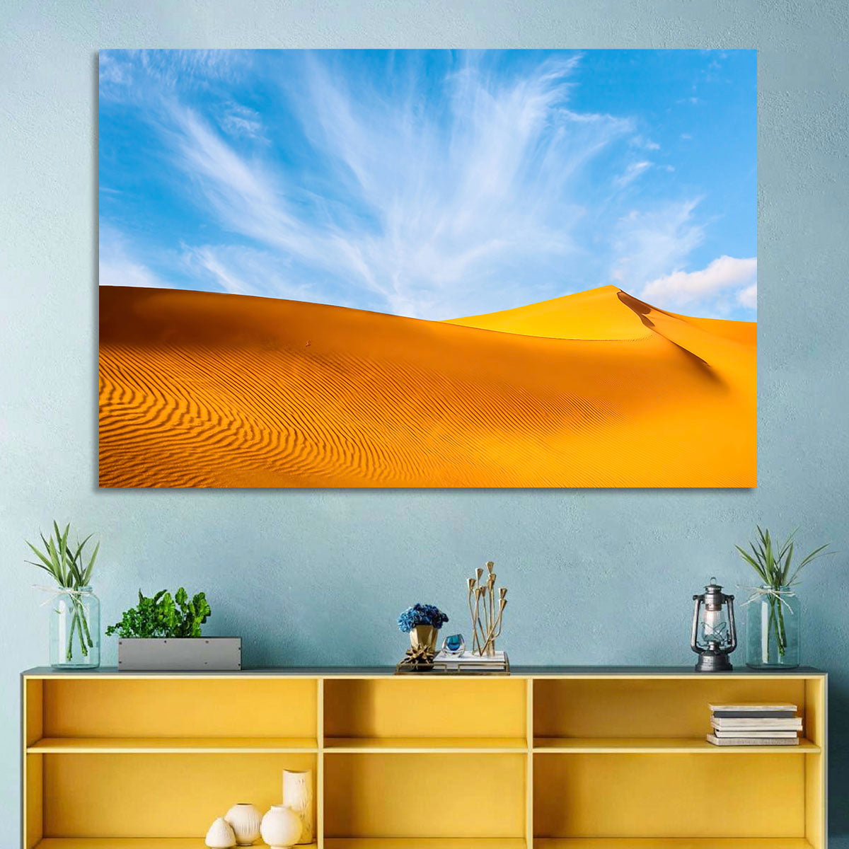 Rippled Sahara Dunes Wall Art in a room, landscape