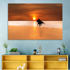 Horse and Rider at Sunset Wall Art