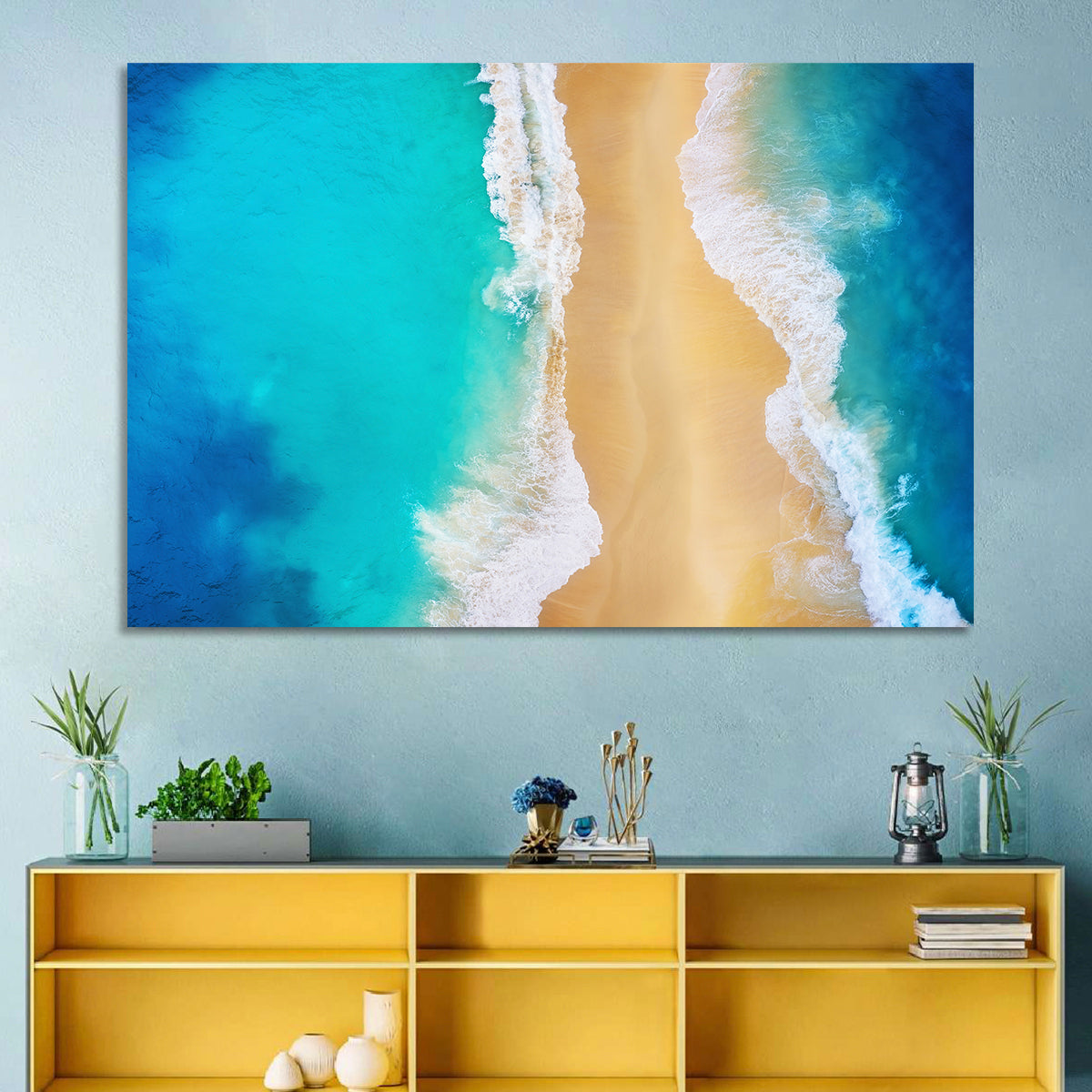 Nusa Penida Turquoise Beach Wall Art in a room, landscape