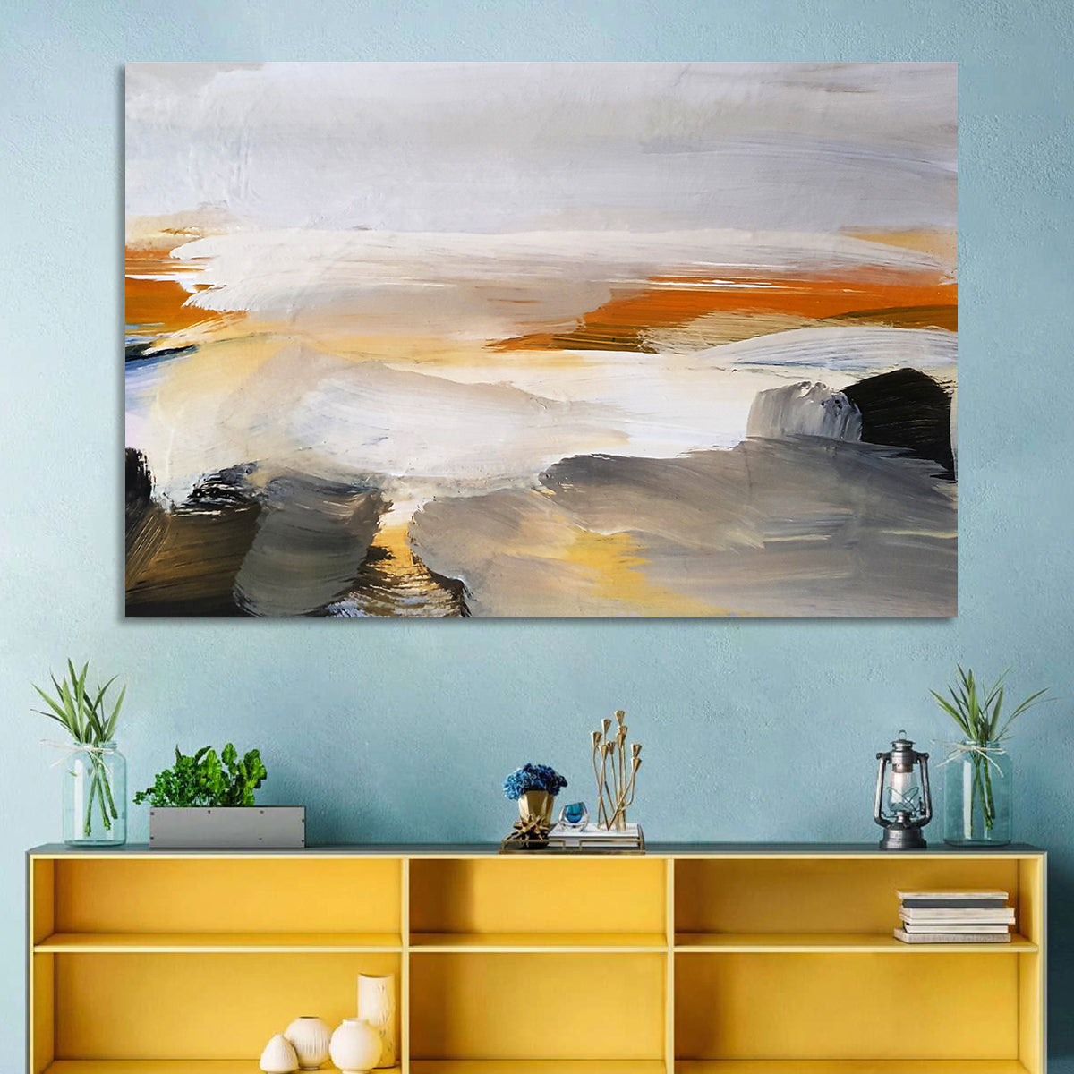 Misty Coastal Horizon Wall Art
