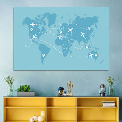 World Flight Routes Map Wall Art