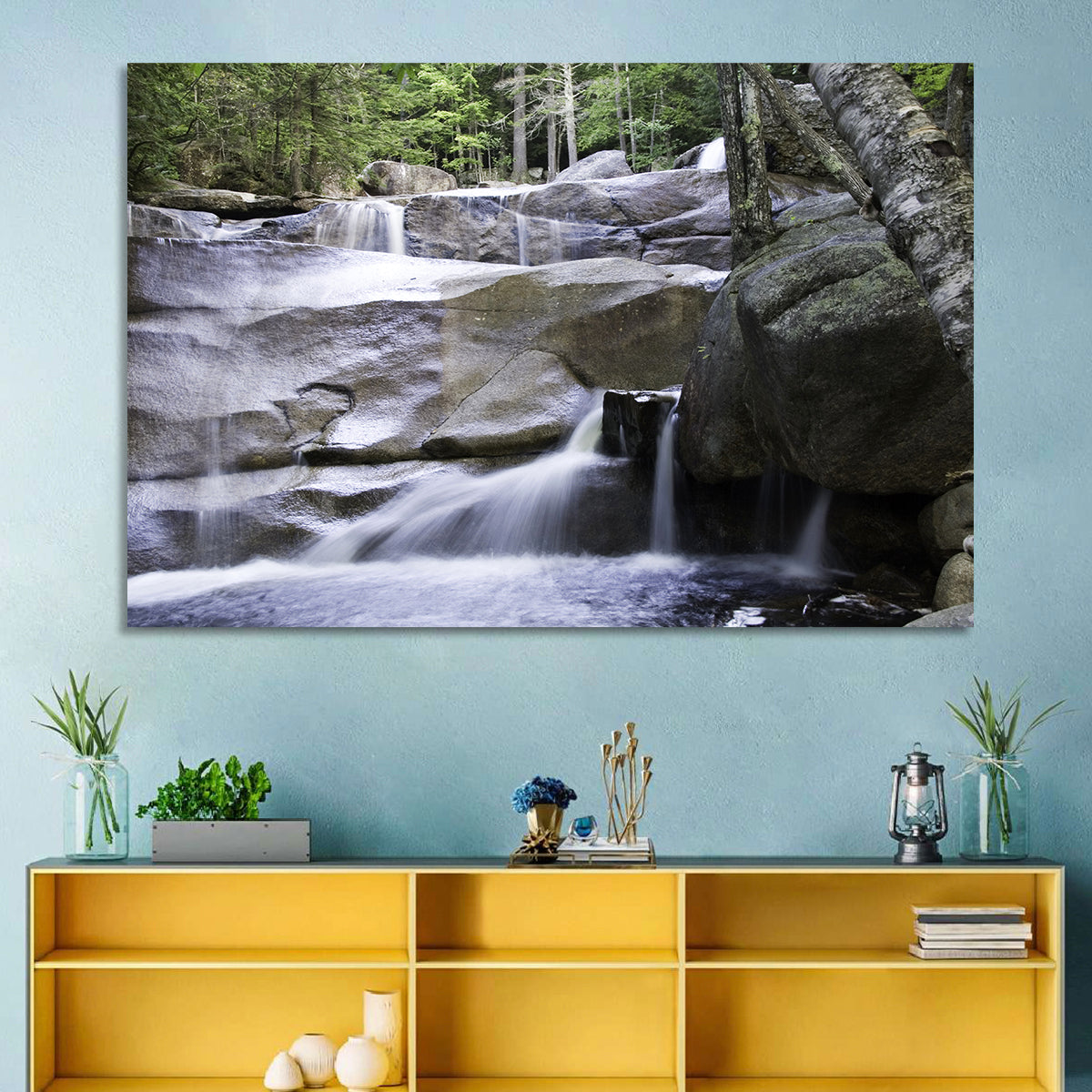 Diana's Baths Waterfall Wall Art in a room, landscape