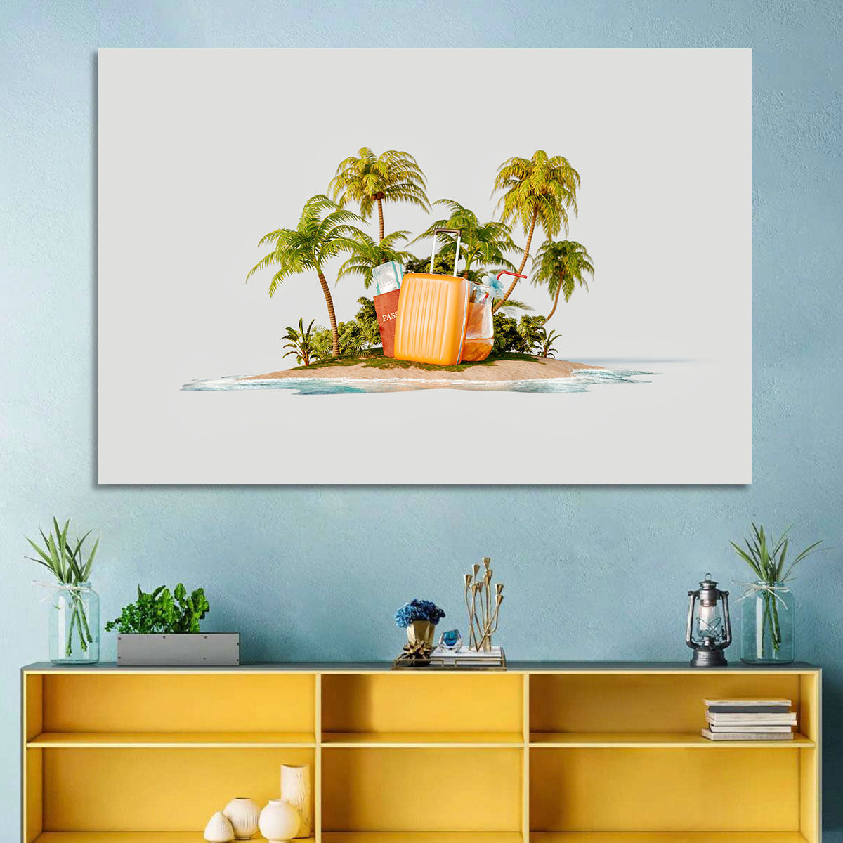 Tropical Island Vacation Illustration Wall Art