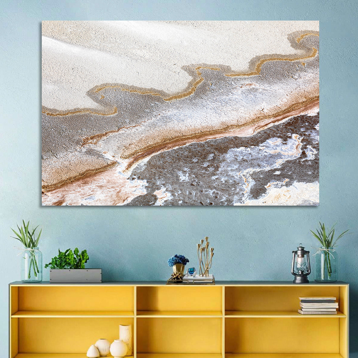 Lake Eyre Salt Flats Wall Art in a room, landscape