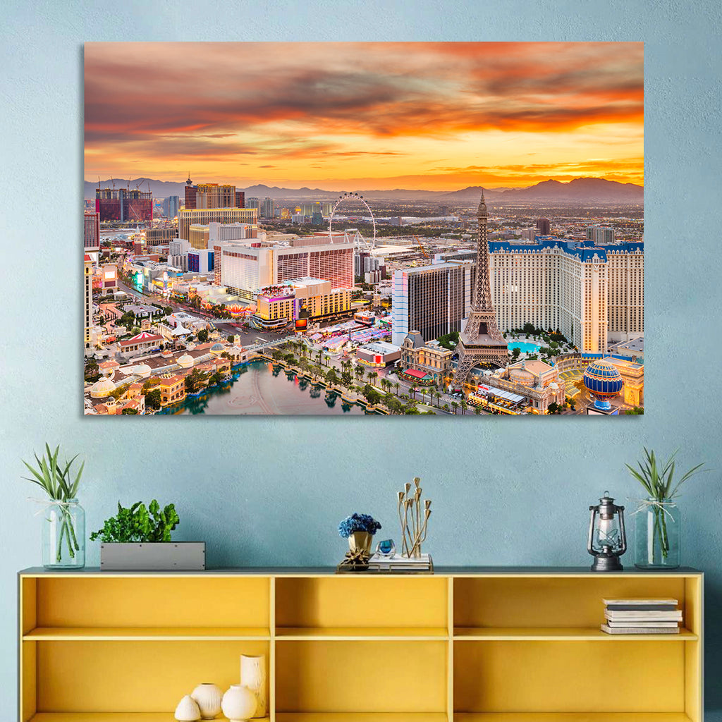 Las Vegas Strip Sunset Cityscape Wall Art