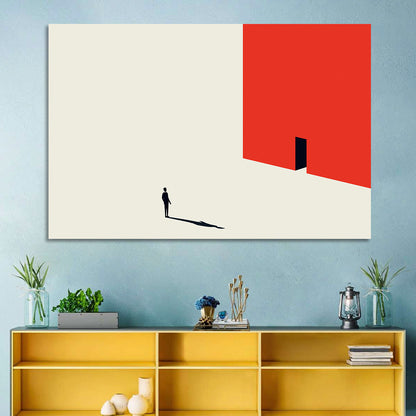 Solitary Figure with Red Door Wall Art