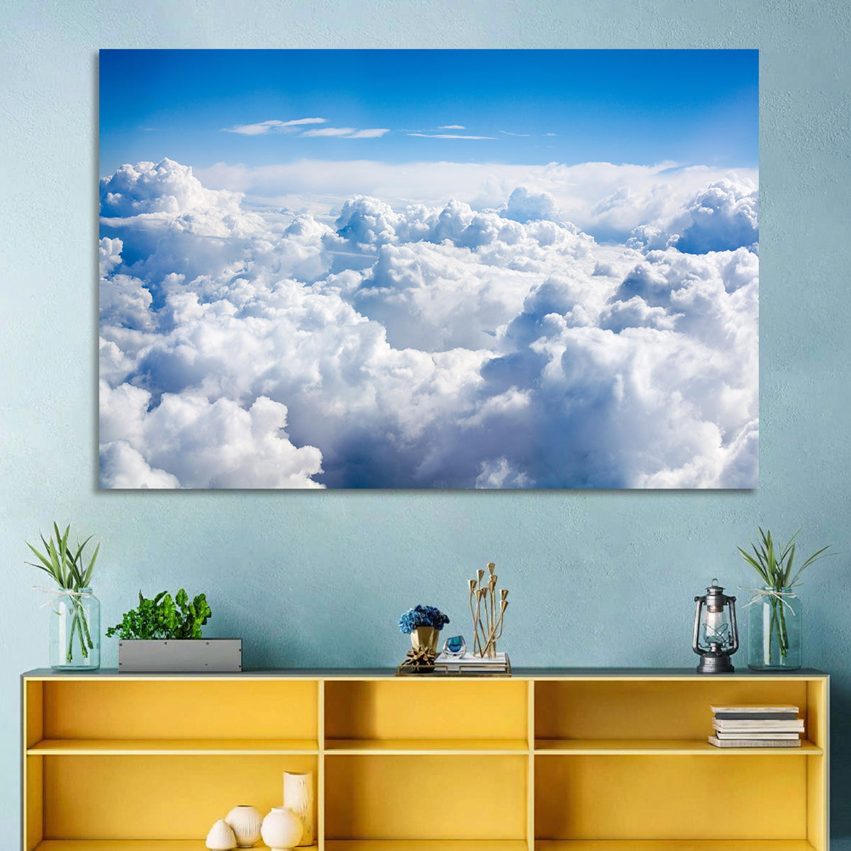 Aerial Cloudscape Wall Art in a room, landscape